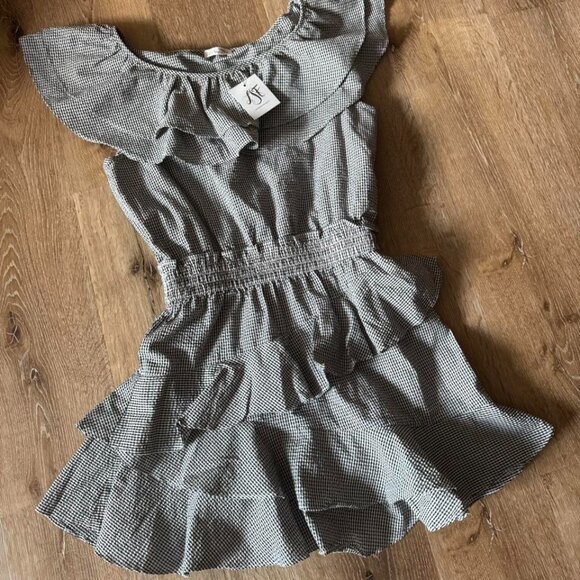 LoveShackFancy NWT Lacey Black/White Gingham Dress Size M - Picture 2 of 5